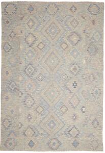 Tappeto Kilim Afghanistan Astratto Azzurro Beige 201x293 Cm