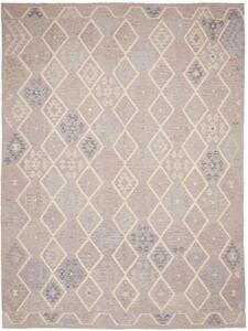 Tappeto Kilim Afghanistan Astratto Grigio Lavanda Crema 257x344 Cm