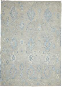Tappeto Kilim Afghanistan Geometrico Beige Azzurro Chiaro 212x291 Cm