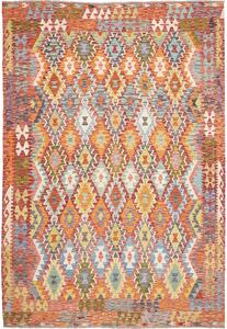 Tappeto Kilim Afghanistan Geometrico Multicolore Terracotta 210x304 Cm
