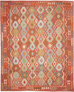 Tappeto Kilim Afghanistan Geometrico Arancio Rosso 280x352 Cm