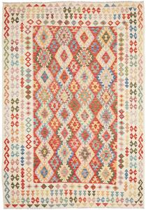 Tappeto Kilim Afghanistan Geometrico Multicolore Beige 208x291 Cm