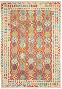 Tappeto Kilim Afghanistan Astratto Multicolore Rosso 209x301 Cm