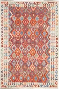 Tappeto Kilim Afghanistan Geometrico Terracotta Blu 204x300 Cm