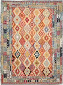 Tappeto Kilim Afghanistan Geometrico Multicolore Blu 256x354 Cm