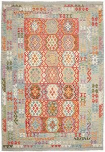 Tappeto Kilim Afghanistan Geometrico Azzurro Rosso 214x308 Cm