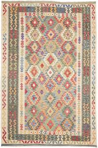 Tappeto Kilim Afghanistan Geometrico Multicolore Crema 200x302 Cm
