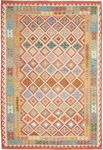 Tappeto Kilim Afghanistan Geometrico Multicolore Vivace 205x298 Cm