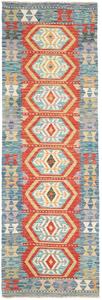 Tappeto Kilim Afghanistan Astratto Blu Arancione 82x252 Cm
