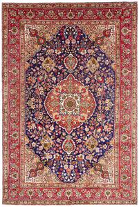 Tappeto Tabriz Persia Medaglione Blu Rosso Crema 205x309 Cm