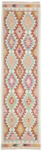 Tappeto Kilim Afghanistan Astratto Acquamarina Arancio Rosa 80x296 Cm
