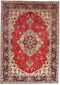 Tappeto Tabriz Persia Medaglione Rosso Blu 200x282 Cm