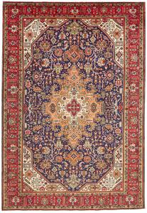 Tappeto Tabriz Persia Medaglione Blu Rosso 204x298 Cm