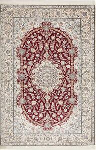 Tappeto Nain 6la Persia Medaglione Avorio Rosso Scuro 158x248 Cm