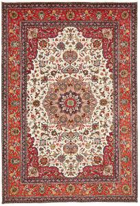 Tappeto Tabriz Persia Medaglione Rosso Crema 203x298 Cm
