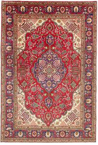 Tappeto Tabriz Persia Medaglione Rosso Blu 197x292 Cm