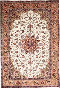 Tappeto Tabriz Persia Medaglione Avorio Arancio 198x294 Cm