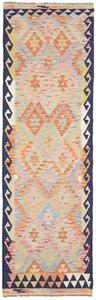 Tappeto Kilim Afghanistan Geometrico Multicolore Pastello Blu 77x250 Cm