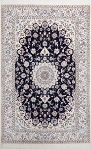Tappeto Nain 6la Persia Medaglione Blu Notte Crema 158x245 Cm