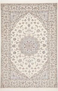 Tappeto Nain 6la Persia Medaglione Avorio Azzurro 134x202 Cm