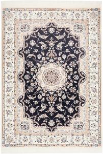 Tappeto Nain 6la Persia Medaglione Blu Notte Crema 126x175 Cm