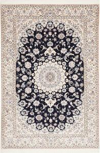 Tappeto Nain 6la Persia Medaglione Blu Notte Crema 160x235 Cm