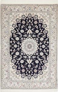 Tappeto Nain 6la Persia Medaglione Blu Notte Crema 153x232 Cm