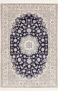 Tappeto Nain 6la Persia Medaglione Blu Scuro Crema 160x234 Cm