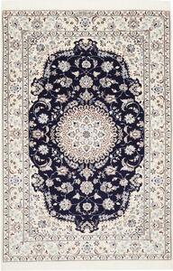 Tappeto Nain 6la Persia Medaglione Blu Notte Avorio 124x182 Cm