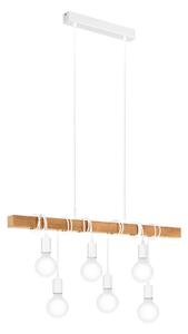 Lampadario Scandinavo Townshend marrone in legno, D. 10.0 cm, L. 100 cm, 6  luci, EGLO