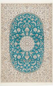 Tappeto Nain 6la Persia Medaglione Turchese Crema 131x196 Cm