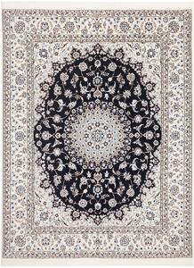Tappeto Nain 6la Persia Medaglione Blu Avorio 159x205 Cm