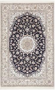Tappeto Nain 6la Persia Medaglione Blu Scuro Avorio 162x246 Cm