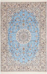 Tappeto Nain 6la Persia Medaglione Celeste Crema 156x235 Cm