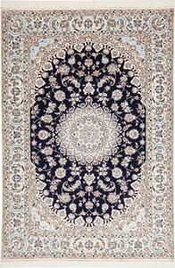 Tappeto Nain 6la Persia Medaglione Blu Notte Avorio 158x231 Cm