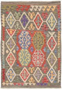 Tappeto Kilim Afghanistan Geometrico Grigio Multicolore 101x146 Cm