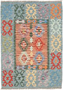Tappeto Kilim Afghanistan Astratto Azzurro Corallo 104x148 Cm