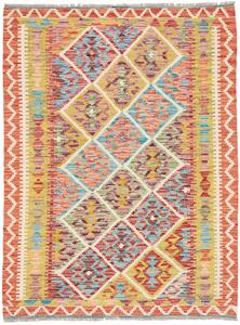 Tappeto Kilim Afghanistan Geometrico Multicolore Vibrante Abrash 102x140 Cm