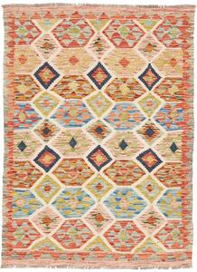 Tappeto Kilim Afghanistan Geometrico Crema Multicolore Vibrante 99x135 Cm