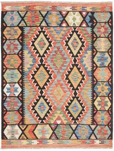 Tappeto Kilim Afghanistan Geometrico Multicolore Terracotta 132x173 Cm