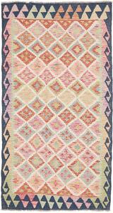 Tappeto Kilim Afghanistan Astratto Pastello Blu Scuro 104x197 Cm