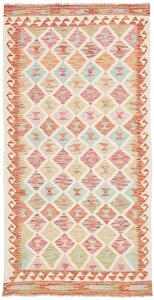 Tappeto Kilim Afghanistan Astratto Avorio Multicolore 102x201 Cm