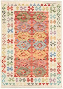 Tappeto Kilim Afghanistan Geometrico Multicolore Crema 125x177 Cm