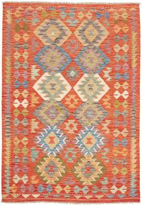 Tappeto Kilim Afghanistan Geometrico Arancione Multicolore 122x181 Cm