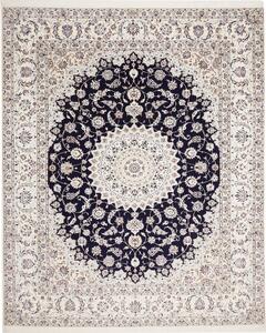 Tappeto Nain 6la Persia Medaglione Blu Notte Avorio 256x314 Cm