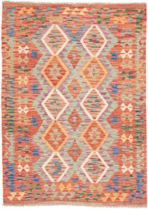 Tappeto Kilim Afghanistan Astratto Arancio Azzurro 126x176 Cm