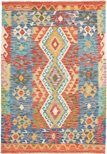 Tappeto Kilim Afghanistan Geometrico Multicolore Blu 127x182 Cm