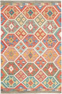 Tappeto Kilim Afghanistan Astratto Multicolore Vivace 124x189 Cm