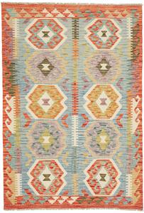 Tappeto Kilim Afghanistan Geometrico Azzurro Arancio 123x180 Cm