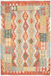 Tappeto Kilim Afghanistan Geometrico Multicolore Arancio 124x183 Cm